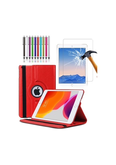 Ipad 6 Nesil - 9.7 2018 Kılıf A1893 A1954 360 Uyumlu Dönerli Tablet Kılıfı 3lü Set Kapaklı Kılıf