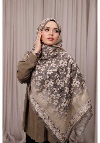 Mimiyum Flora Desen Soft Şal Toprak