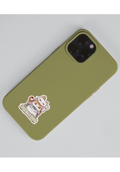 Sevimli Kedi Etiketleri 2 Li - Sevimli Sticker -kawai Cat -telefon Süslemeleri Kedi Çıkartmaları -mat Kağıt- Turuncu