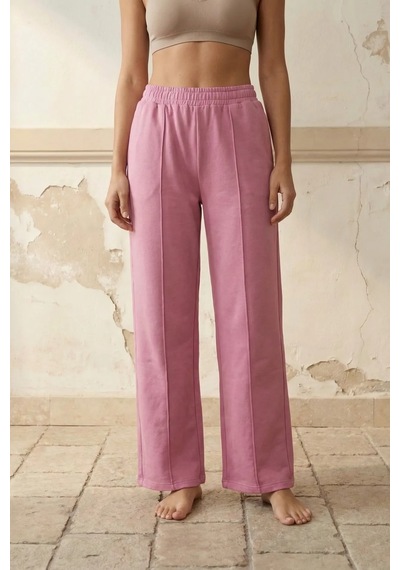 Hiccup My Fashıon Yüksek Bel Geniş Paça Örme Jogger Lila Mor