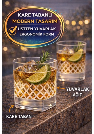 10 Lu Kare Desenli Plastik Viski Bardağı I Sert Şeffaf Kokteyl Meşrubat Bardak Parti 220 Cc
