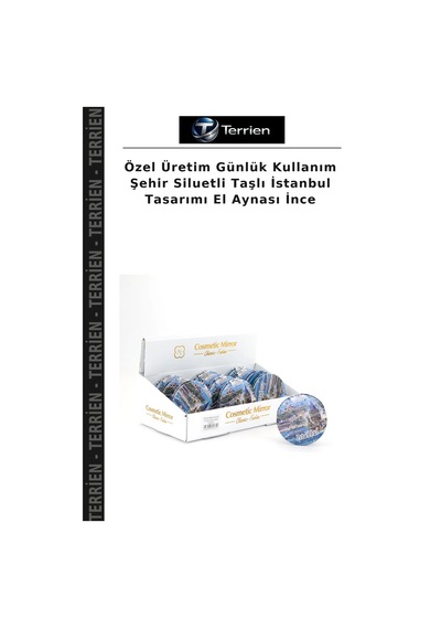 Özel Üretim Günlük Kullanım Şehir Siluetli Taşlı İstanbul Tasarımı El Aynası İnce Diğer