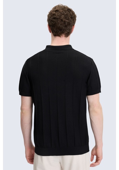 Hatemoğlu Siyah Regular Fit Polo Yaka Rayon Tişört