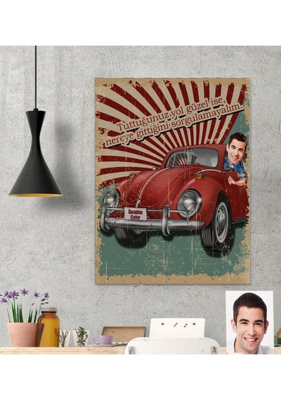 Bk Gift Kişiye Özel Retro Karikatür Kanvas Tablo 50x70 Cm