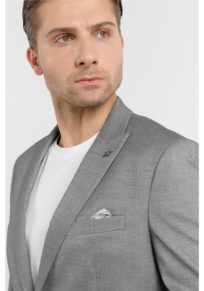 İmza Füme-beyaz Kırlangıç Yaka 6 Drop Slim Fit Tam Astar Esnek Takım Elbise 1001260163 Füme - Beyaz