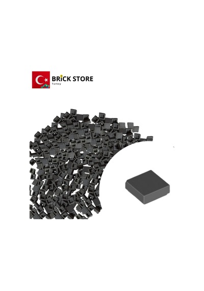 Yedek Parçalar, 100 Adet 1x1 Tile Düz Fayans Parçası, Koyu Gri Dark Bluish Gray , 3070