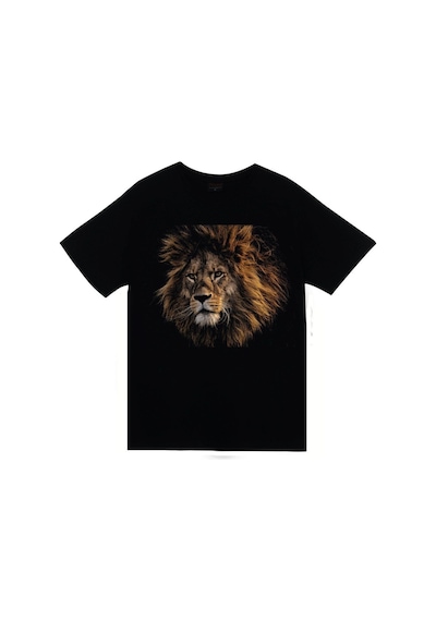 Stoned&Fame Unisex Siyah Aslan Baskılı T-shirt SIYAH