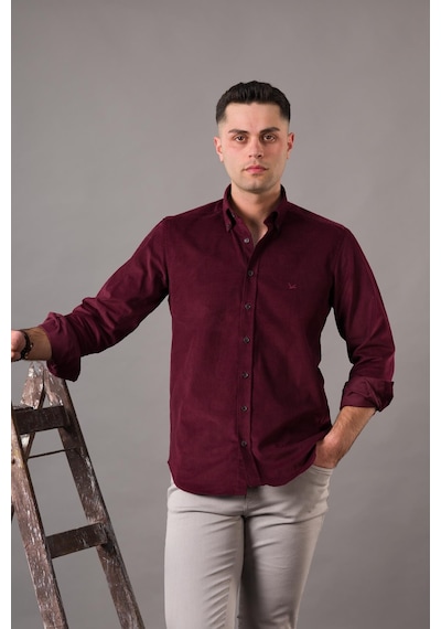 Dorss Slimfit Erkek İnce Fitilli Kadife Gömlek 001