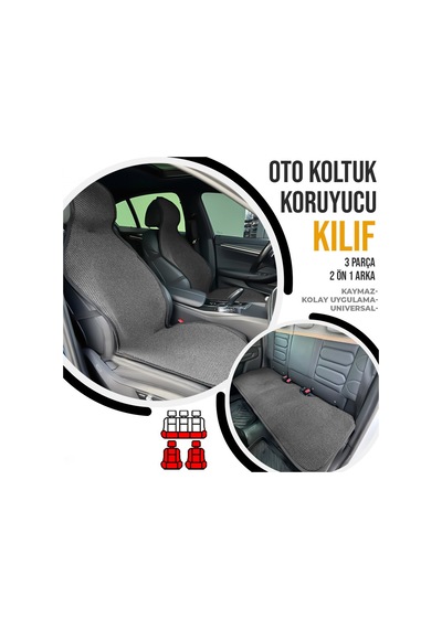 Oto Koltuk Koruyucu Kılıf Füme Universal 2+1 Parça Ön Arka A+ Kalite