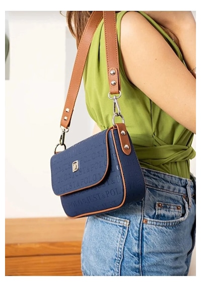 Just Polo Kadın Uzun Ayarlanabilir Askılı Şık El Ve Omuz Çantası Ebat : 23 X 14 Cm Shoulder Bag Lacivert
