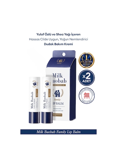 Yulaf Özü Shea Yağı İçeren Nemlendirici Hassas Dudak Bakım Kremi Seti Mılk Baobab Family Lip Balm