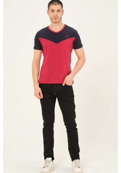 T8591 Dewberry Mens T-shırt-bordo Bordo