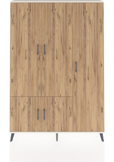 Arges Dolap 7 Raflı 5 Kapaklı Tek Askılı 132x30x195 Aytaşı-çam/çam Atlas Çam/atlas Çam
