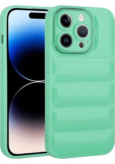 Apple Uyumlu iPhone 14 Pro Max Kılıf Kamera Korumalı Parlak Airbag'li Zore Galya Kapak Su Yeşil