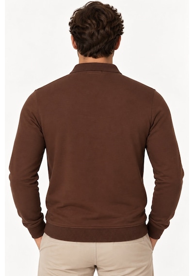 V9007 Dewberry Erkek Sweatshırt-düz Kahve