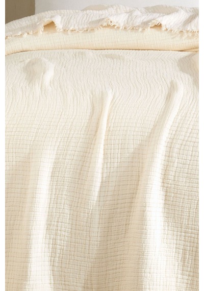 Varol Tek Kişilik 5 Katlı %100 Pamuk Müslin Yatak Örtüsü - Krem Krem/160x230cm Krem