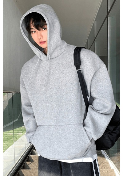 Genius Store Erkek Sweatshirt Kanguru Cepli İçi Polarlı 3 İplik Kapüşonlu Oversize Sweatshirt Kanguru-sweatshırt Gri