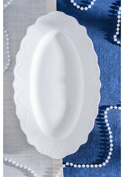 Acar King Oval Kayık Tabak - 33 Cm Beyaz
