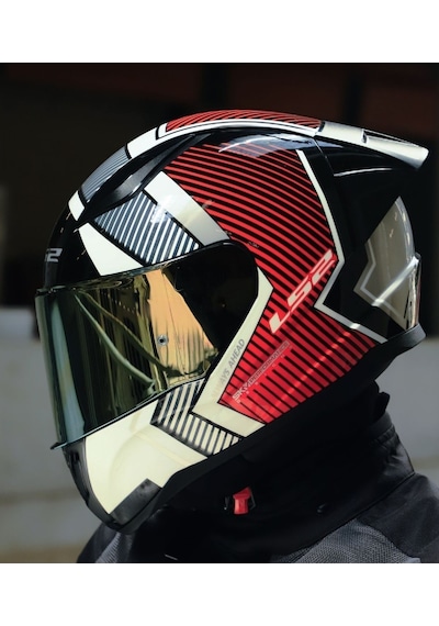 Ls2 Rapid 2 Race Extra Beyaz-kırmızı Fullface Motosiklet Kaskı Gold Camlı Beyaz -  Kırmızı