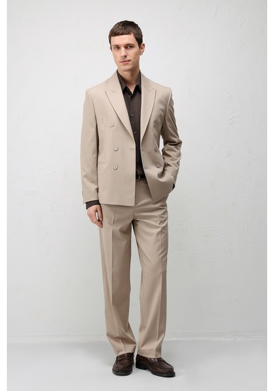 Antioch Kruvaze Relaxed Fit Erkek Blazer Ceket Taş