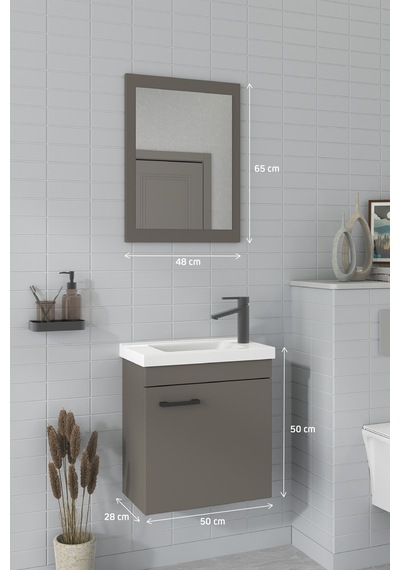 Biani Fix Hera 50 Cm Banyo Dolabı Renk Latte Biani Fix Hera 50 Cm Banyo Dolabı Renk Latte