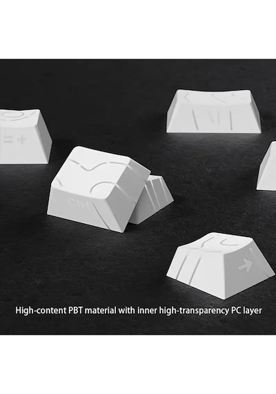 Mekanik Klavye Kontur Keycaps Seti- 97 Tuş Şeffaf Rgb Uyumlu Çizgili Tuş Takımı