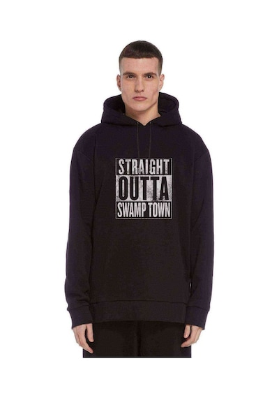 Pubg Straıght Outta Swamp Town Baskılı Siyah Erkek Sweatshirt