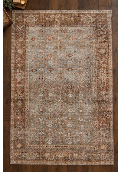Artloop İstanbul Kahverengi Oryantal Vintage Desenli Dokuma Tabanlı Şönil Halı Al 648 Kahverengi - Oryantal