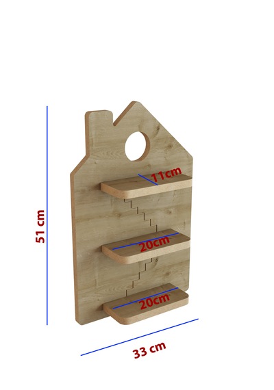 Rafido Ahşap Dekoratif Duvar Rafı 51x33 Cm Atlantik Çam