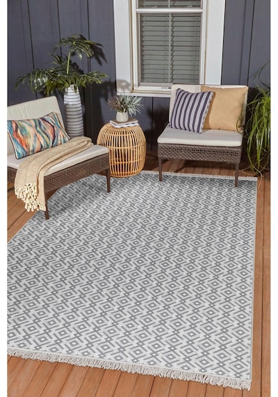 Arya Vl Çift Taraflı,katlanabilir,yıkanabilir,yüksek Kalite Pamuk Salon,oturma Odası,balkon Kilim Krem-gri2
