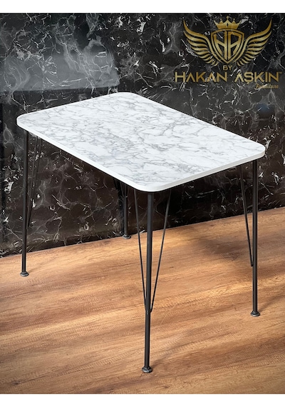 By Hakan Aşkın Siyah Metal Ayaklı 60x90 Cm Tek Masa Parlak White Marble 2023 Mutfak - Balkon - Çalışma Masası Parlak Beyaz Mermer Desen By Hakan Aşkın Siyah Metal Ayaklı 60x90 Cm Tek Masa Parlak White Marble 2023 Mutfak - Balkon - Çalışma Masası Parlak Beyaz Mermer Desen