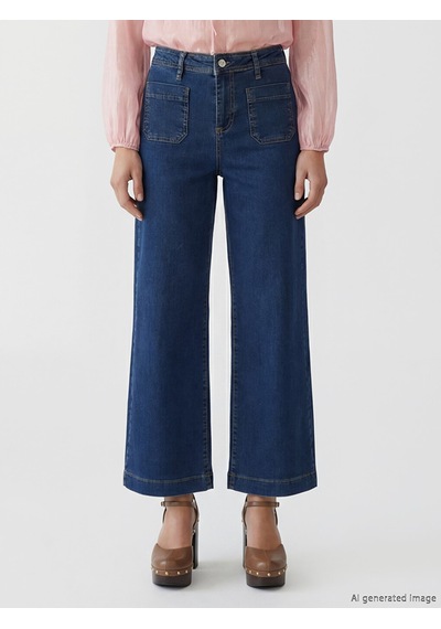 Lcwaıkıkı Classic İndigo Wideleg Kadın Jean Pantolon