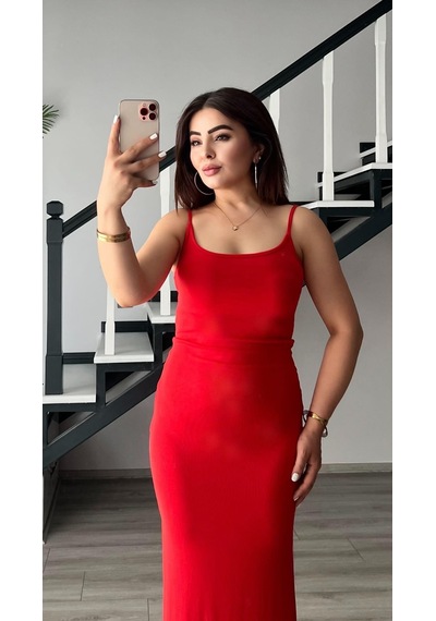 Kırmızı Orj.marka Askılı Elbise Kırmızı