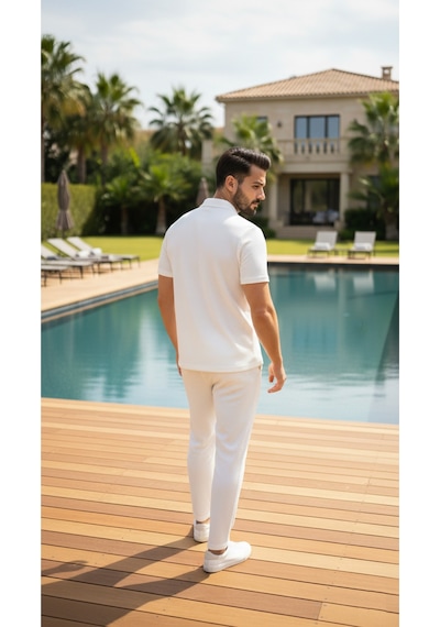 Fifty Color Unisex Trend Bürümcük Krinkıl Kumaş Yazlık Likralı Kısa Kol Tişört Eşofman Takım Beyaz