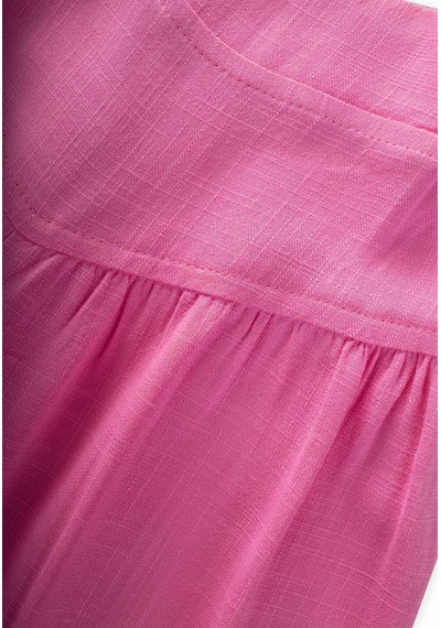 Cigit Korsajlı Büzgülü Keten Pantolon 2-7 Yaş Pembe Pembe
