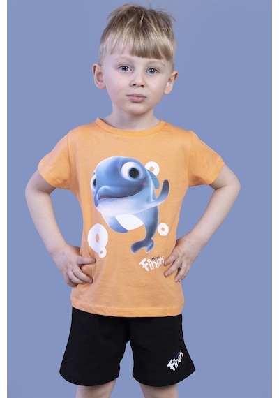 Toontoy Kids Toontoy Erkek Çocuk Balık Baskılı Şortlu Takım Turuncu