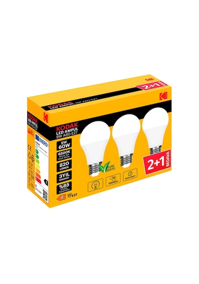 2 Adet Kodak Led Ampul Beyaz 3'lü
