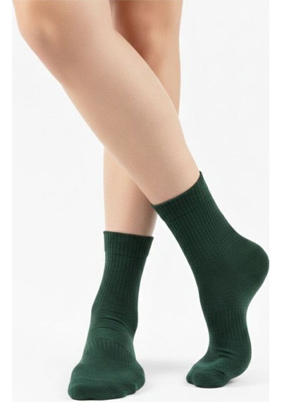 Ozzy Socks Kadın 4 Çift Bambu Lastiksiz Sıkmayan Diabetik Bilek Çorap Haki