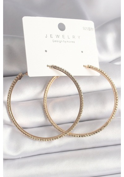 Pirinç Gold Renk Zirkon Taşlı Halka Model Kadın Küpe - Tj-bkp10015 Çok Renkli
