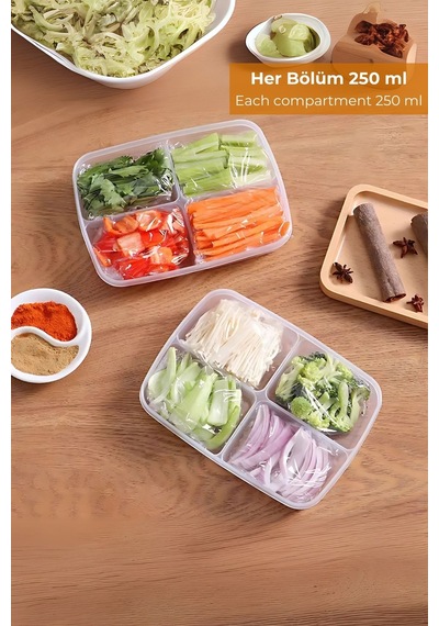 4 Bölmeli Buzdolabı Organizeri 1 Lt, Friz Düzenleyici Desenli