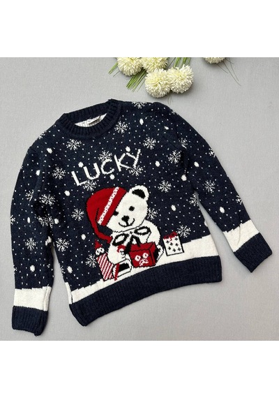 Unisex Triko Kazak Yeni Yıl - Kar - Kış Konsept Dokumalı Renkli Geniş Model Yelpazesi Lucky Lacivert Unisex Triko Kazak Yeni Yıl - Kar - Kış Konsept Dokumalı Renkli Geniş Model Yelpazesi Lucky Lacivert