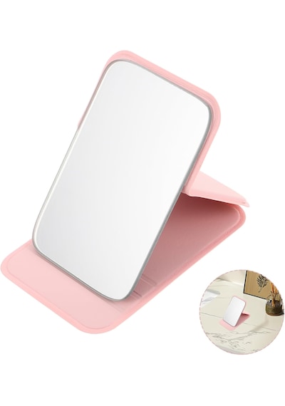 Hpytech Taşınabilir Katlanabilir Masaüstü Mini Makyaj Aynası Pembe