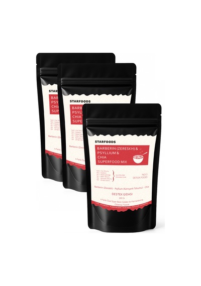 3 Paket No: 3  Food Barberin & Psyllium & Chia Gojiberry Zereşk Karnıyarık Tohumu 200 G