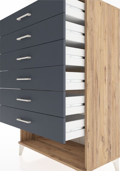 Hyperion Dolap 6 Çekmeceli 88x44x134 Çam-antrasit Çam Hyperion Dolap 6 Çekmeceli 88x44x134 Çam-antrasit Çam