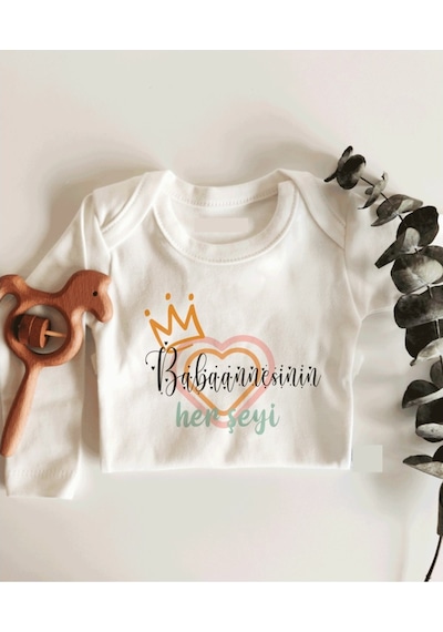 İmaj Tuğbababy Babaannesinin Her Şeyi Uzun Kol Çıtçıtlı Organik Bebek Body Beyaz