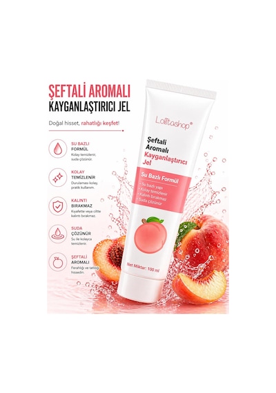 Şeftali Aromalı Su Bazlı Ekstra Kayganlaştırıcı Jel 100 Ml Yenilebilir Şeftali Hazzı Aromalı Kaydırıcı Jel