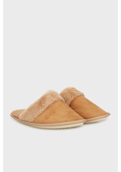 Lela Yumuşak Dokulu Peluş Bayan Terlik 6722002 Camel