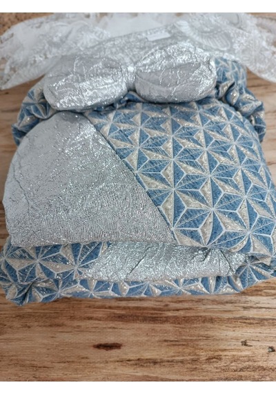 Dantelli Lüks Bebek Kundağı Unisex Bebek Dış Kundak Battaniyesi Hastane Çıkışı Mevlütlük Hediyelik Knd45401 Gümüş