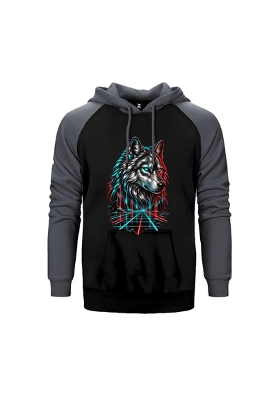 Neon Bozkurt Gri Renk Reglan Kol Sweatshirt / Hoodie