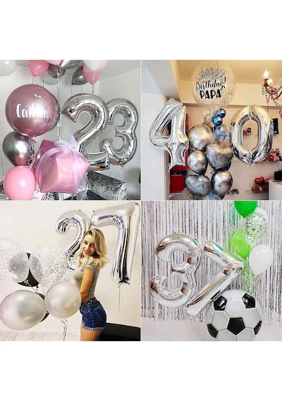 1 Bir Rakam Gümüş Folyo Balon 34" Inc 76 CM